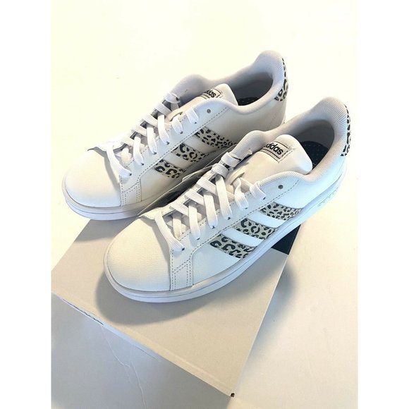 New Adidas Grand Court White Leopard Sneakers - Picture 9 of 11